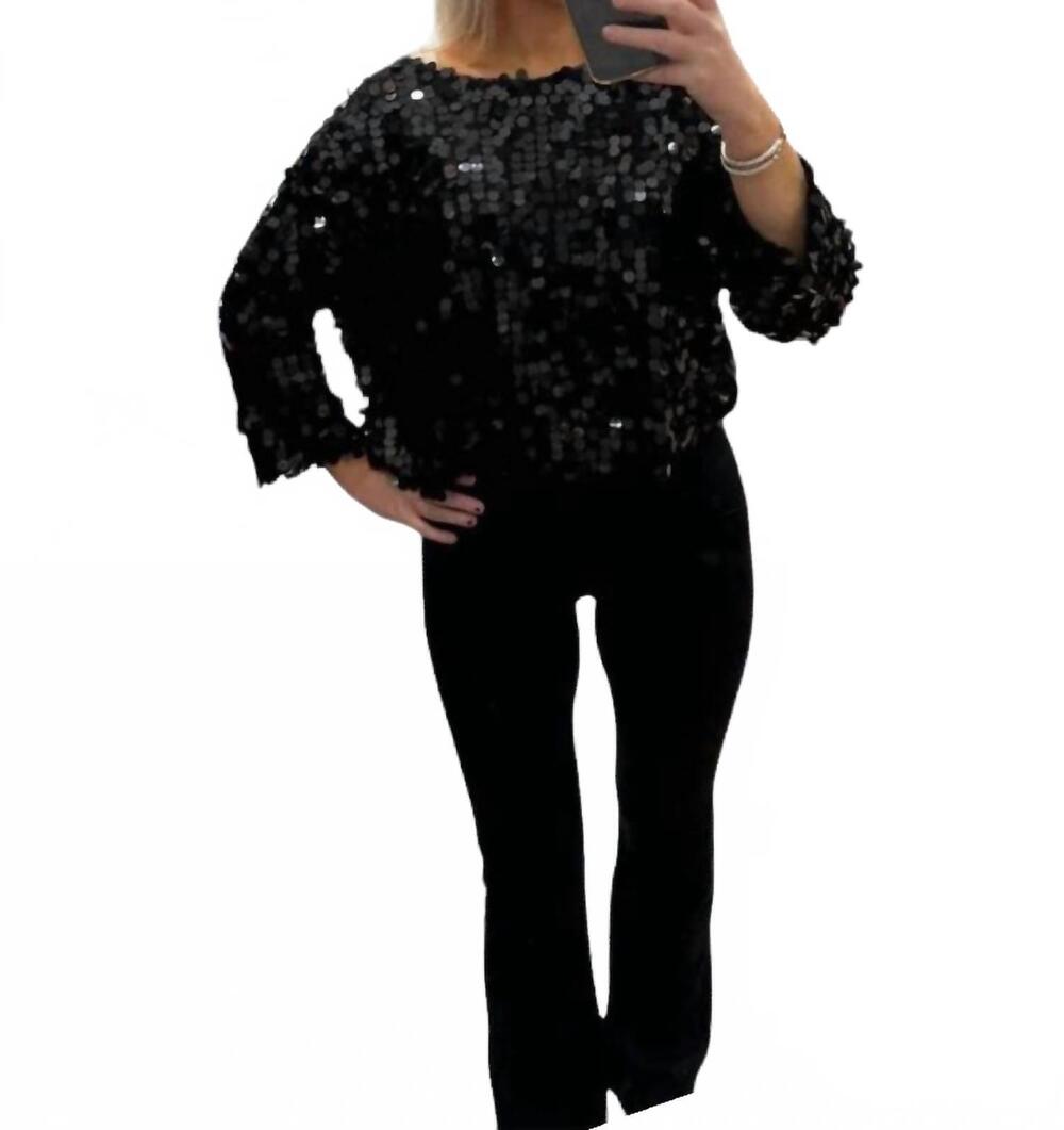 NEW ASTRID celebration festive sequin top in black